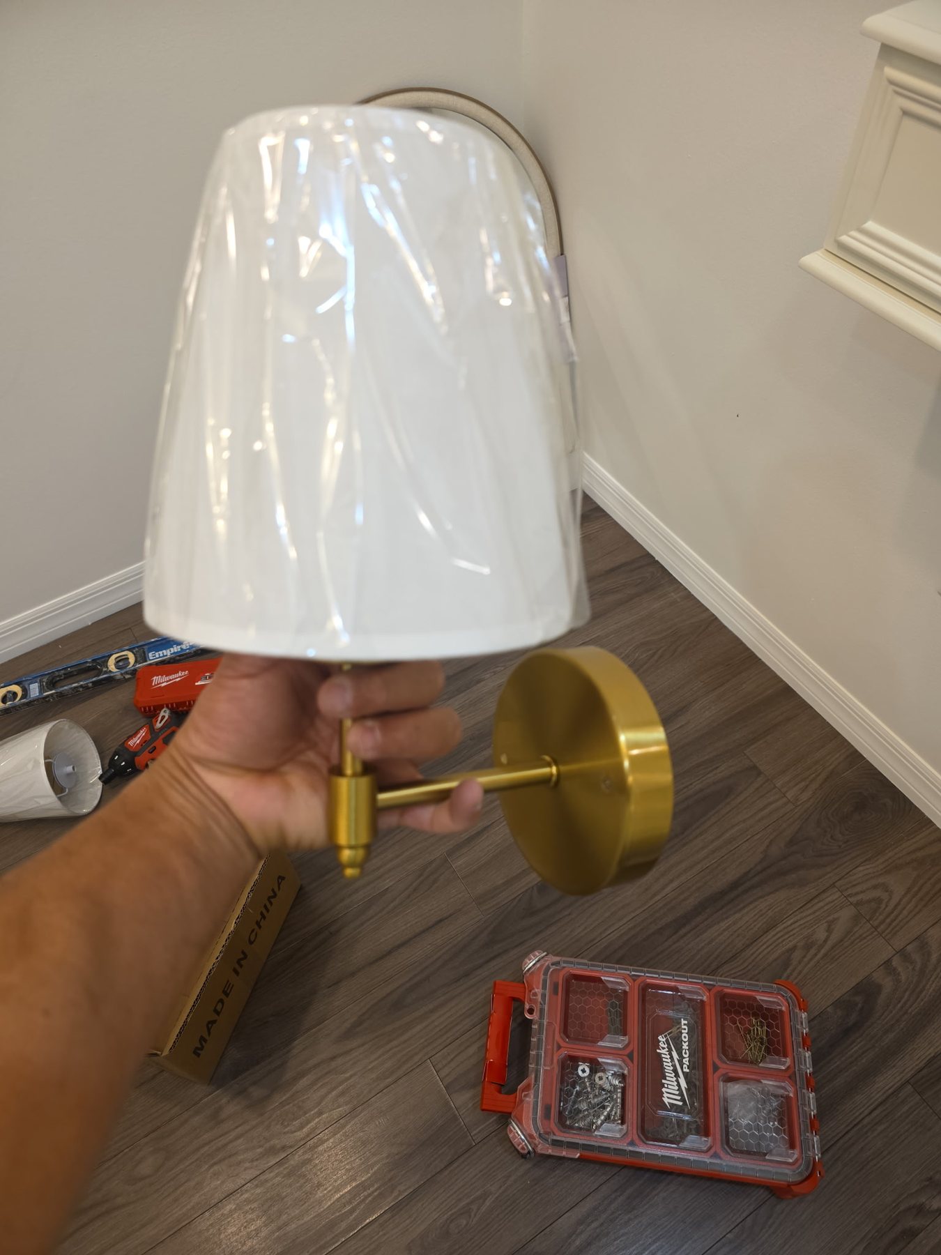 Gold wall sconce installation Brandon FL